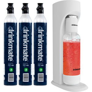 Drinkmate Sparkling Water and Soda Maker, Carbonates ANY Drink, Three Cylinder Bundle