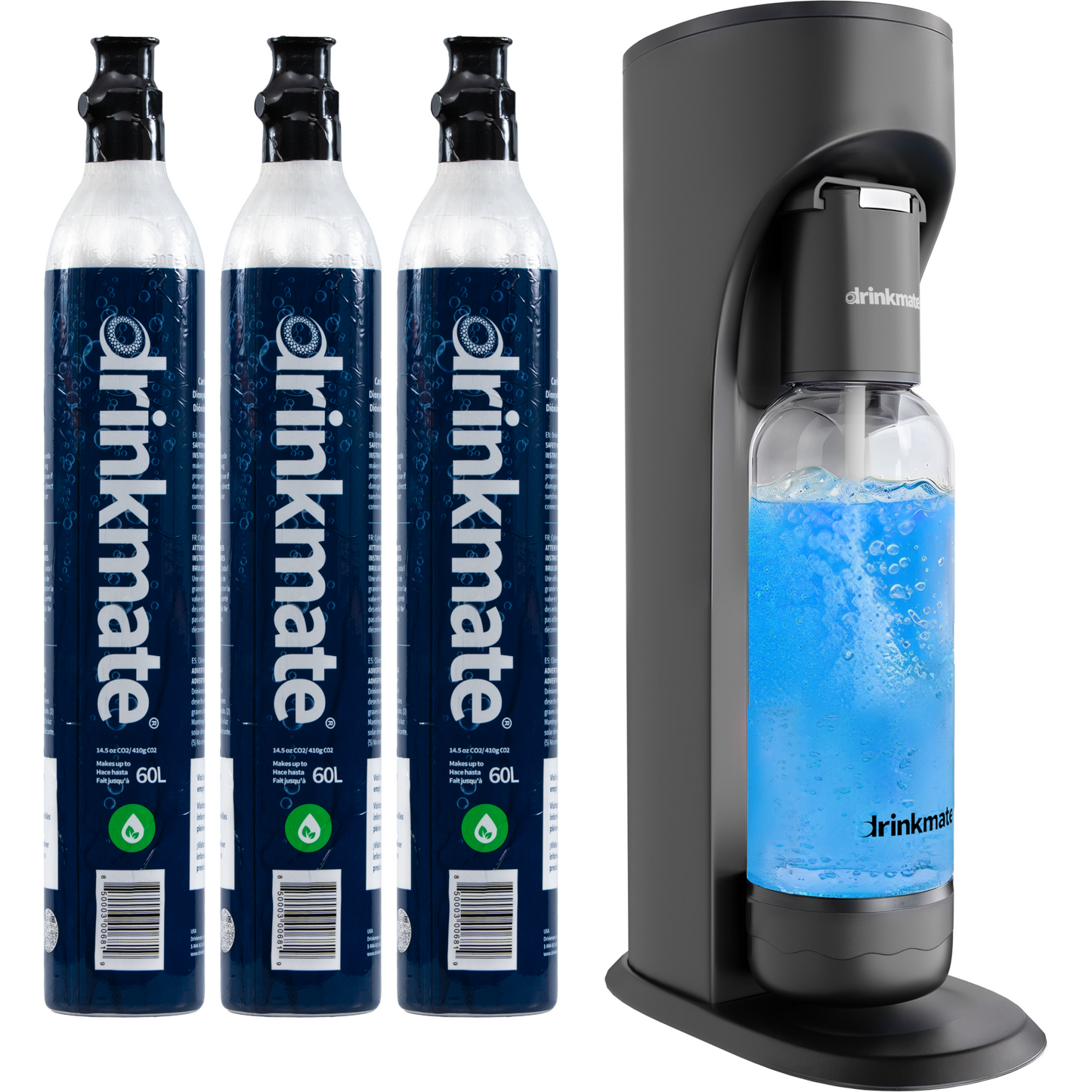 Drinkmate Sparkling Water and Soda Maker, Carbonates ANY Drink, Three Cylinder Bundle