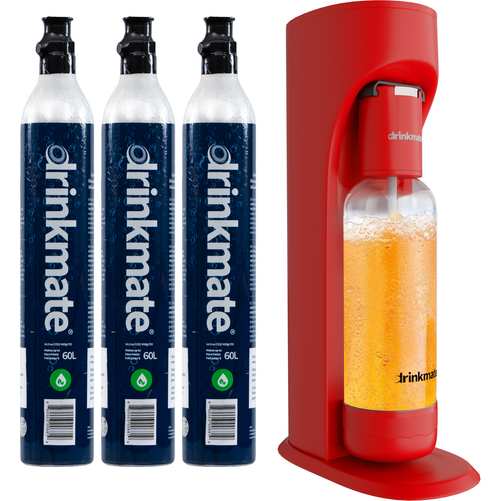 Drinkmate Sparkling Water and Soda Maker, Carbonates ANY Drink, Three Cylinder Bundle